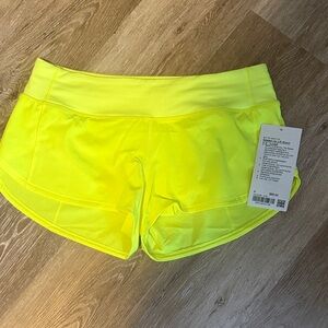 Lululemon Athletica Speed Up LR Neon Yellow Women's Athletic Shorts
